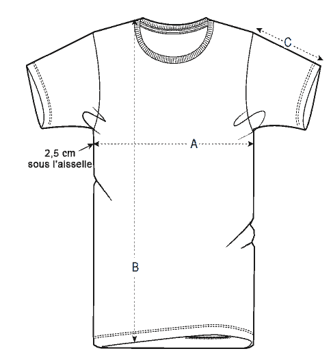 Guide des tailles t-shirt vibratoire unisexe